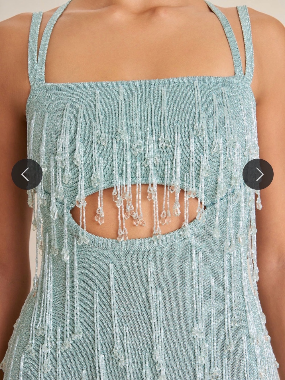 cult gaia Mint Beaded Fringe Midi Dress - Picture 3 of 6